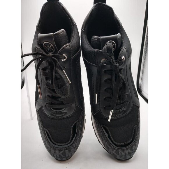 Michael Kors Black Monogram Lace-Up Sneakers Size 8M - Picture 8 of 11